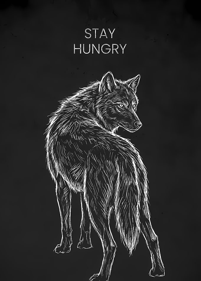 Stay Hungry Wolf Illustration