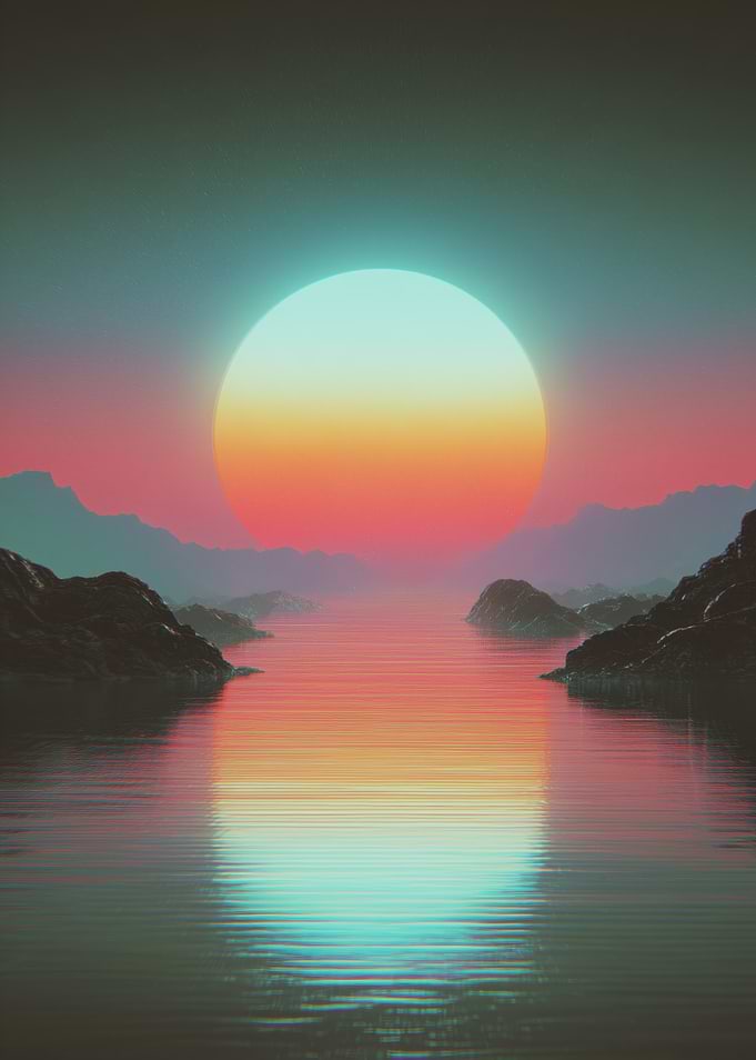 Surreal Sunset Over Water
