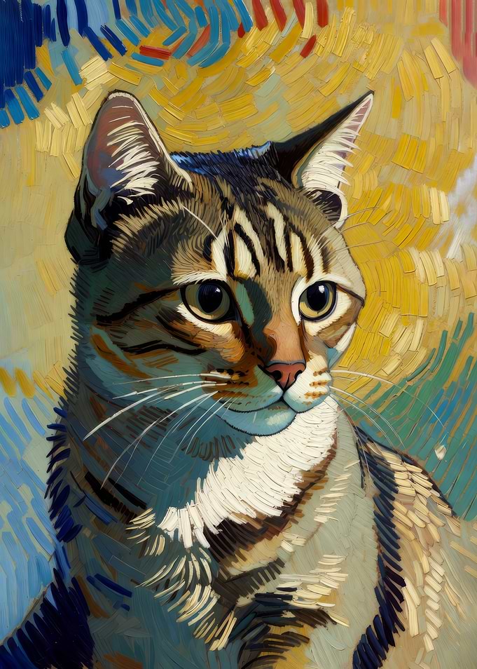 Cat Portrait in Impasto Style
