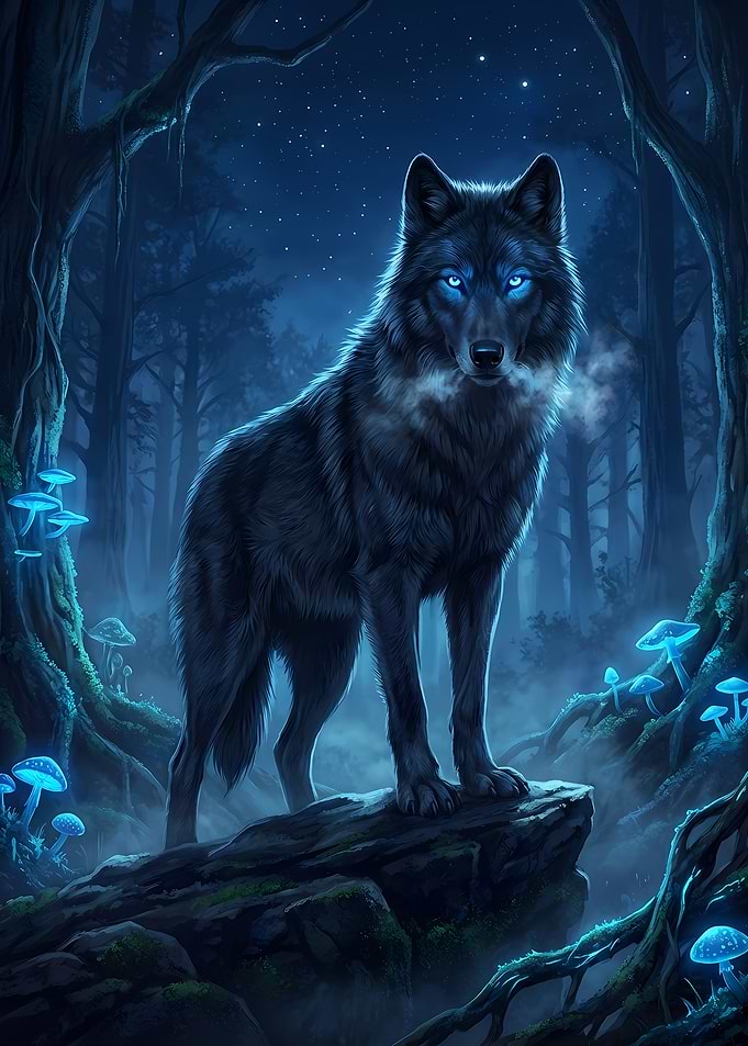 Mystical Wolf in Enchanted Forest