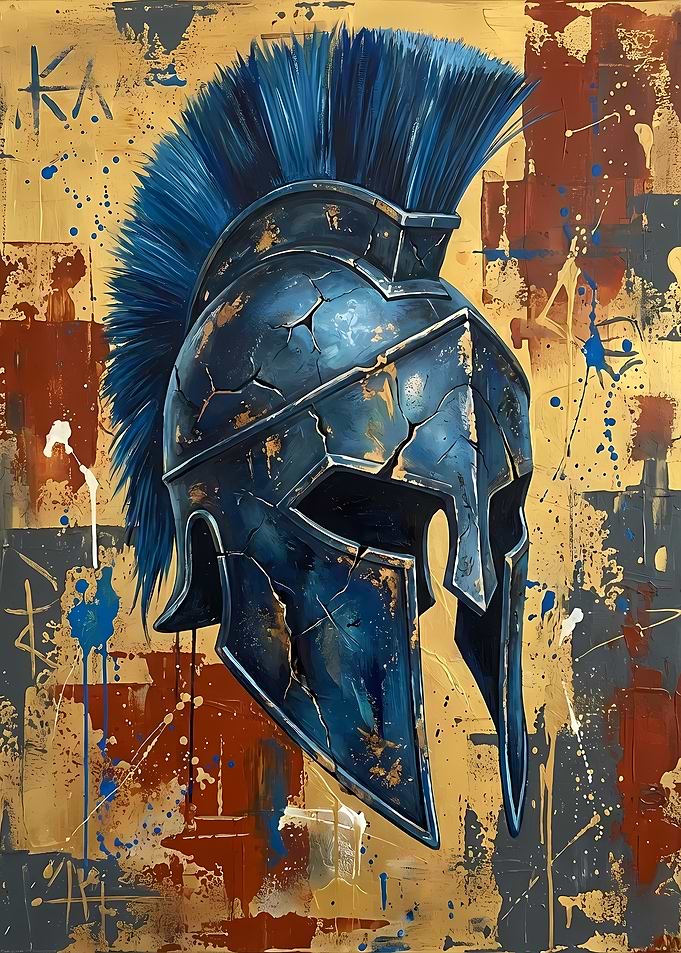 Spartan Helmet Abstract Painting