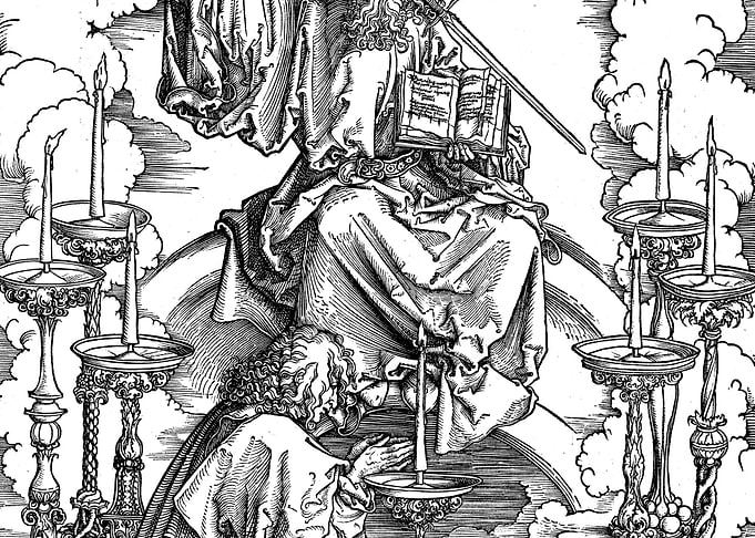 Vision of the Seven Candlesticks Albrecht Durer Engraving