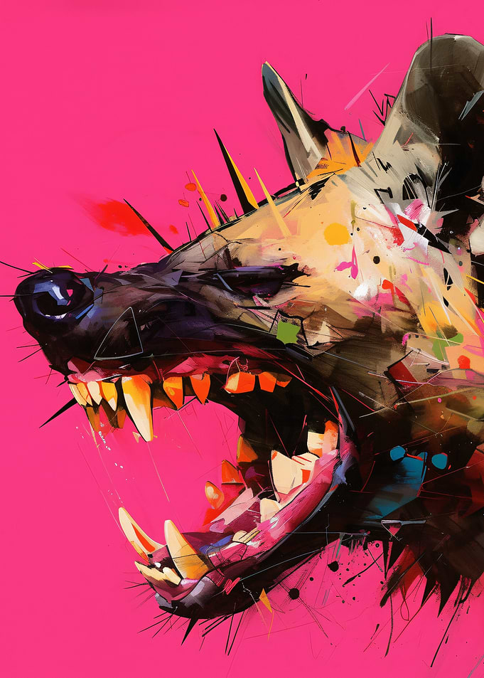 Abstract Dog Portrait on Pink Background