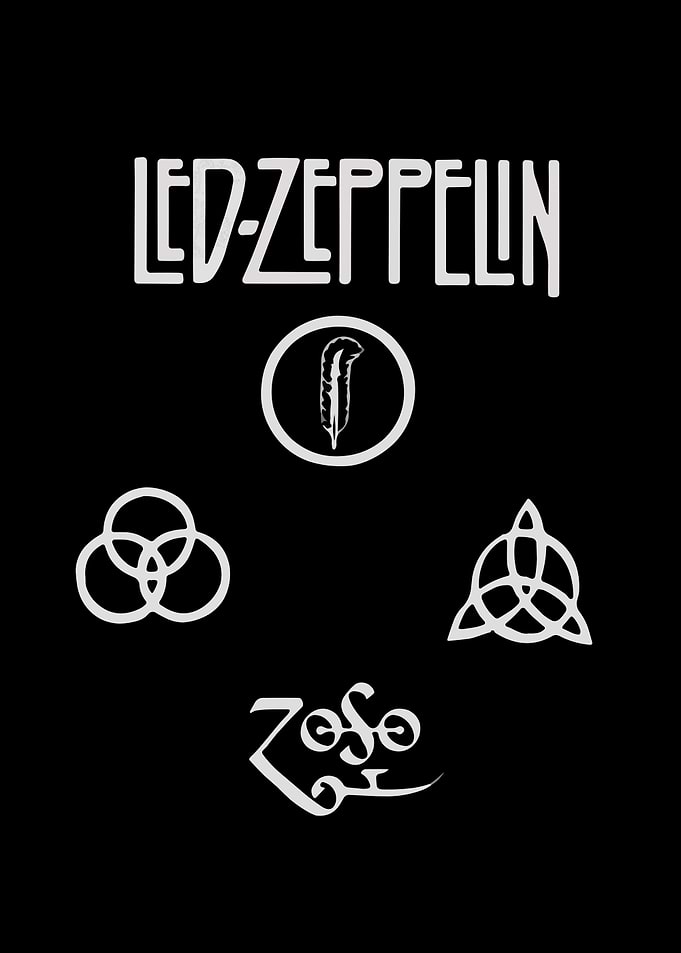 Led Zeppelin Symbols on Black