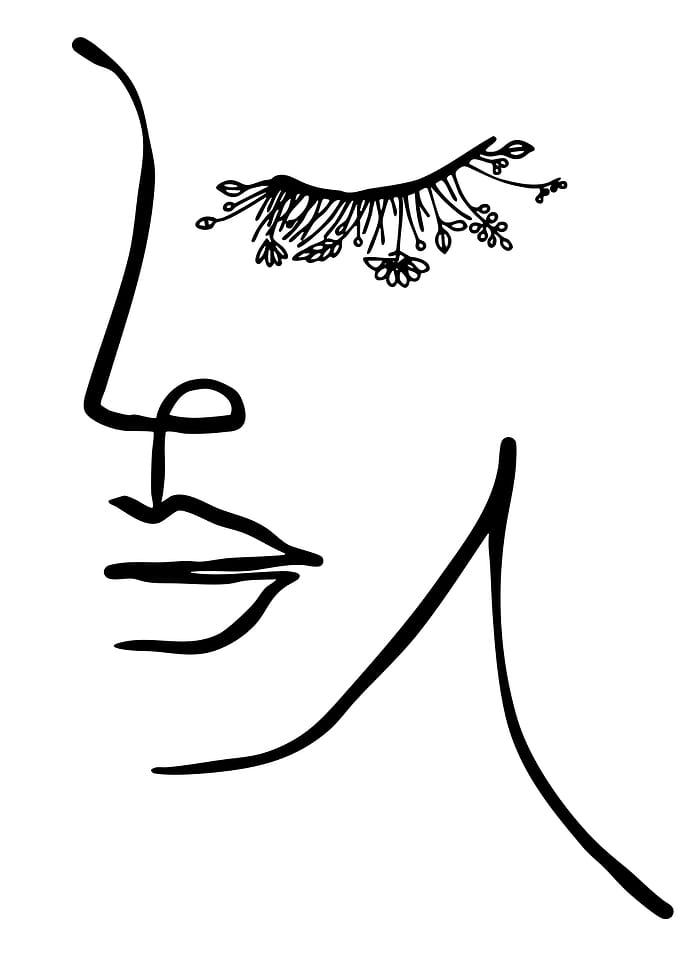 Minimalist Floral Face Line Art