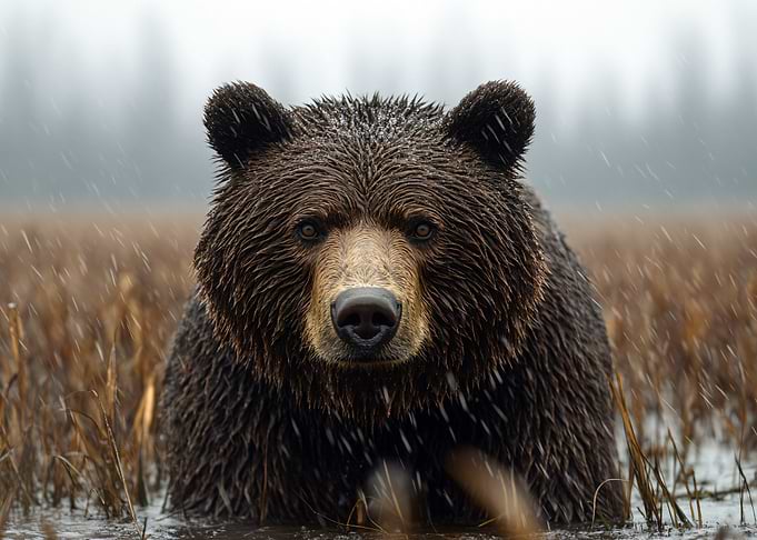 Grizzly Bear in the Rain
