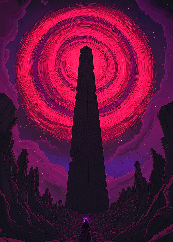 Monolith and Crimson Sky Digital Art