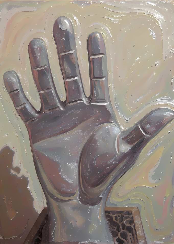 Metallic Hand Sculpture Painting