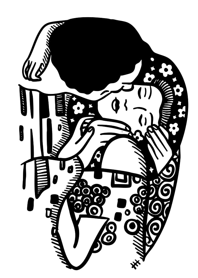 Black and White Kiss Illustration