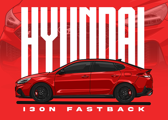Hyundai i30N Fastback Red Car Illustration