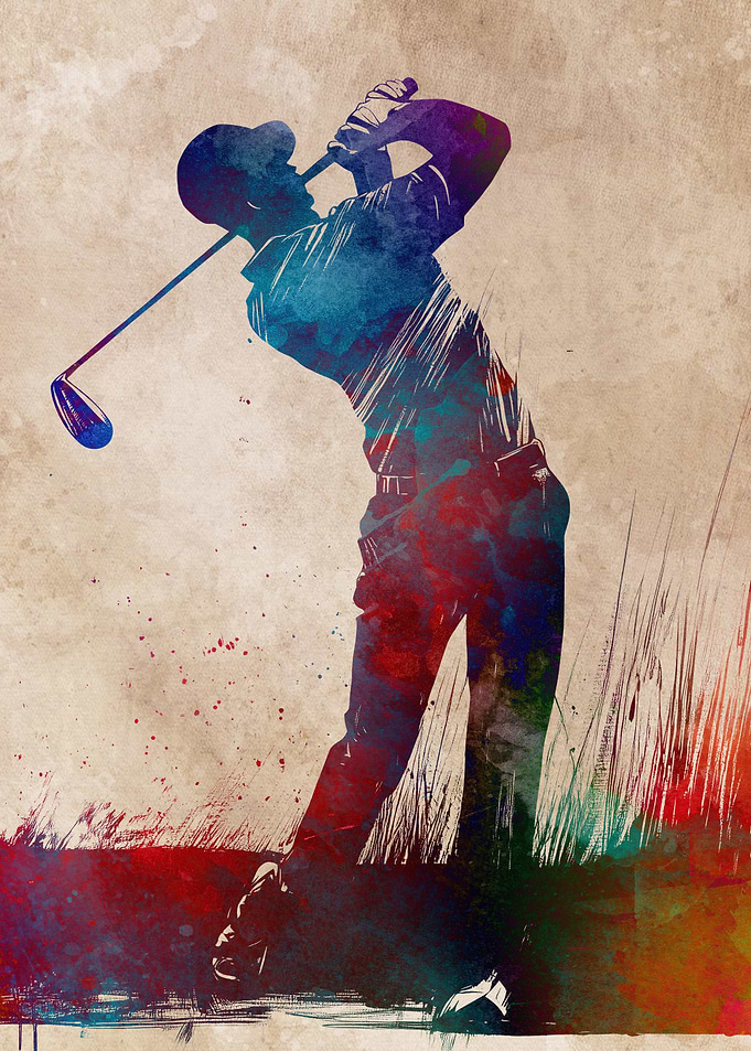 Watercolor Golf Swing Art