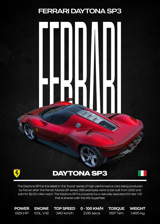 Ferrari Daytona SP3 Car Poster