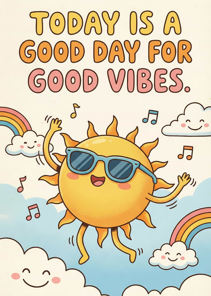 Good Vibes Cartoon Illustration