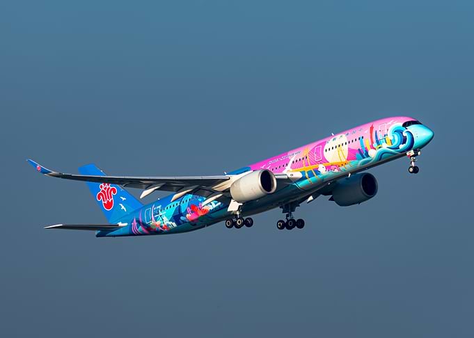 Colorful China Airlines Airbus A350 Taking Off