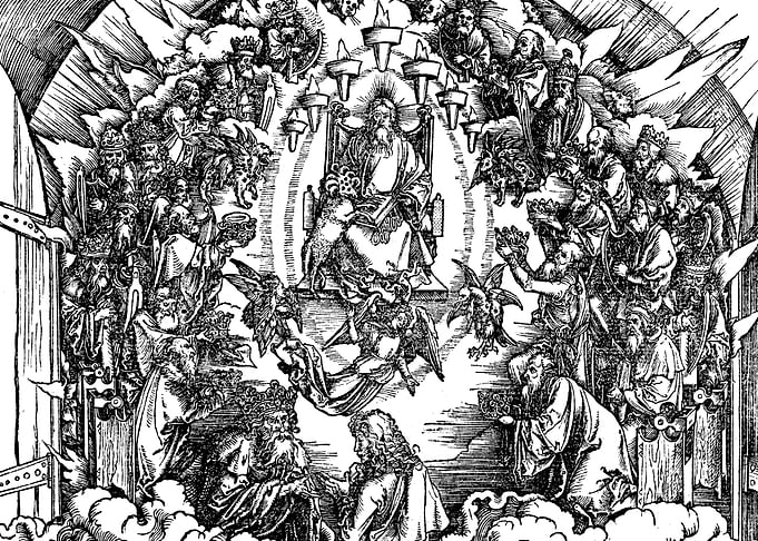 Saint John Before God and the Elders Albrecht Durer Engraving