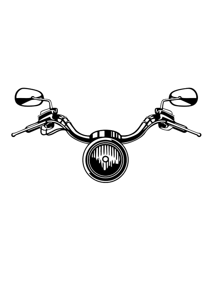 Motorcycle Handlebar Front View Black and White