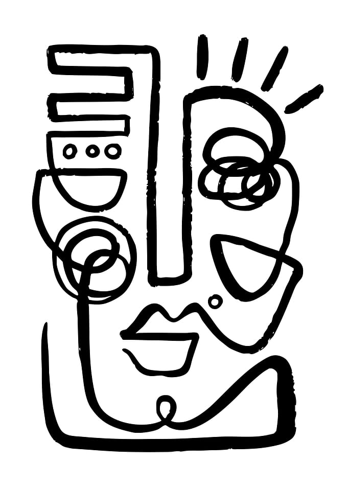 Abstract Face Line Art
