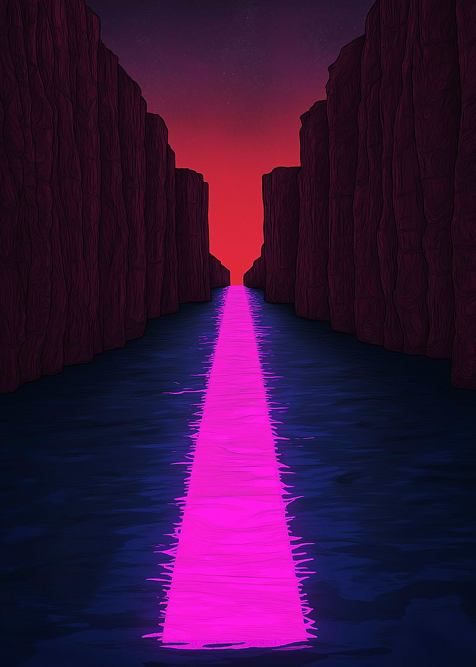 Neon River Canyon Landscape