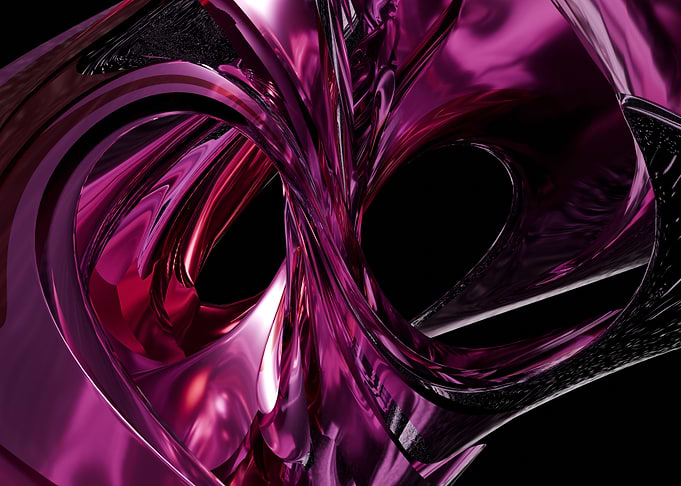 Abstract Pink Metal Sculpture