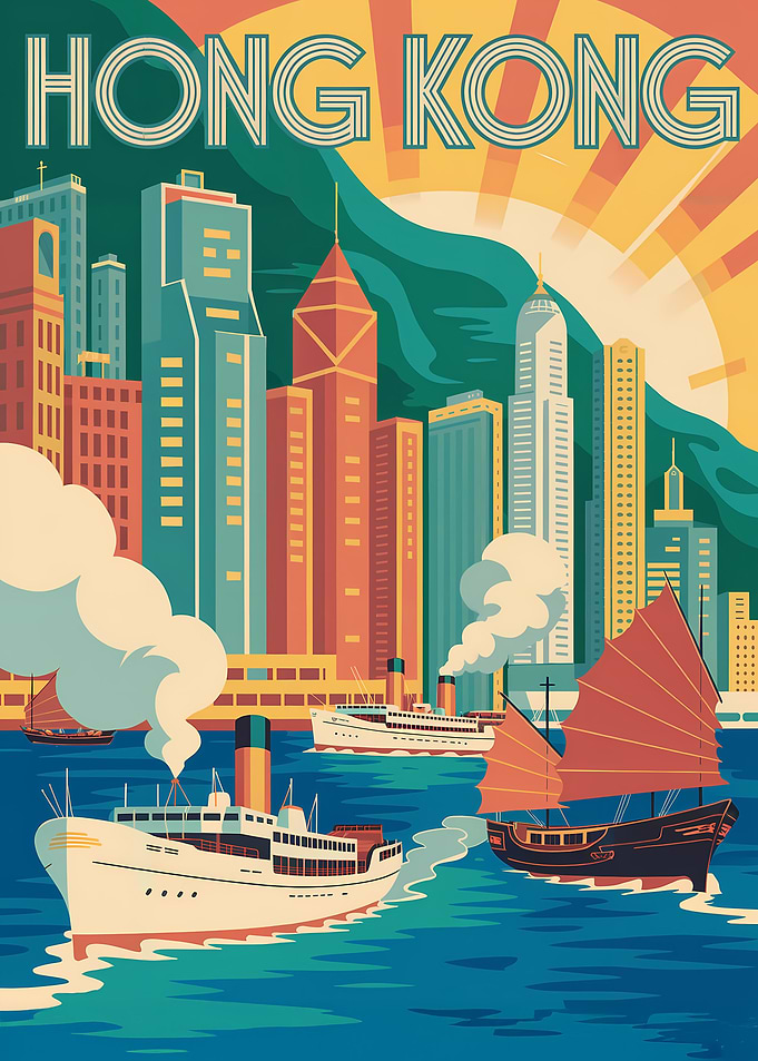 Hong Kong Travel Poster Art Deco