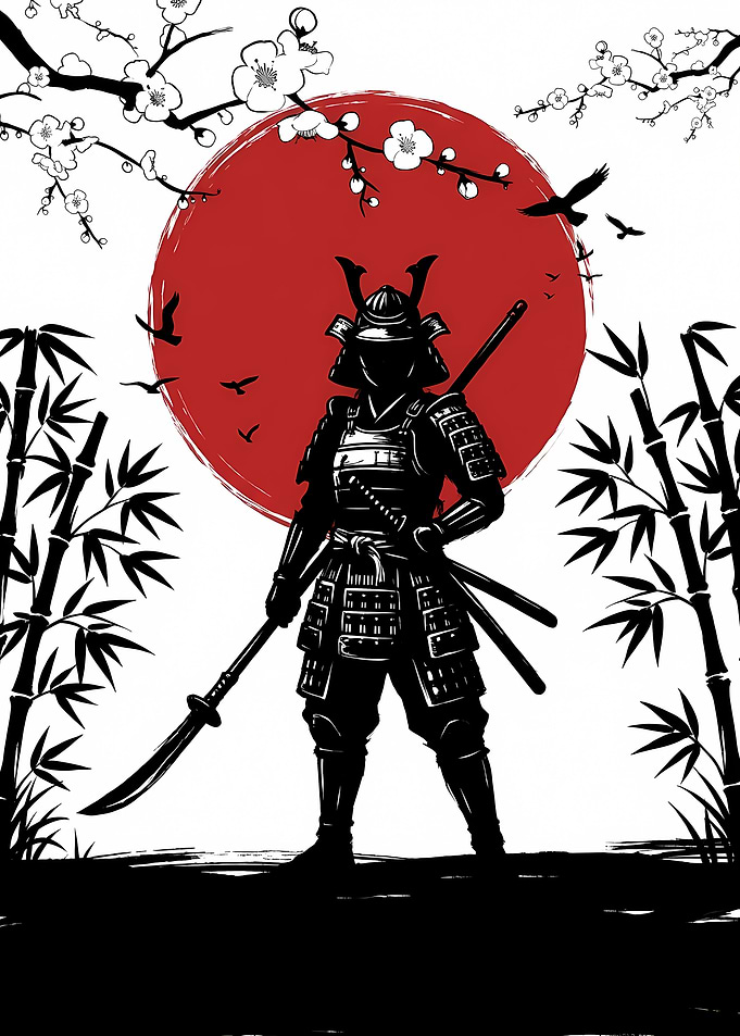 Samurai Warrior with Rising Sun