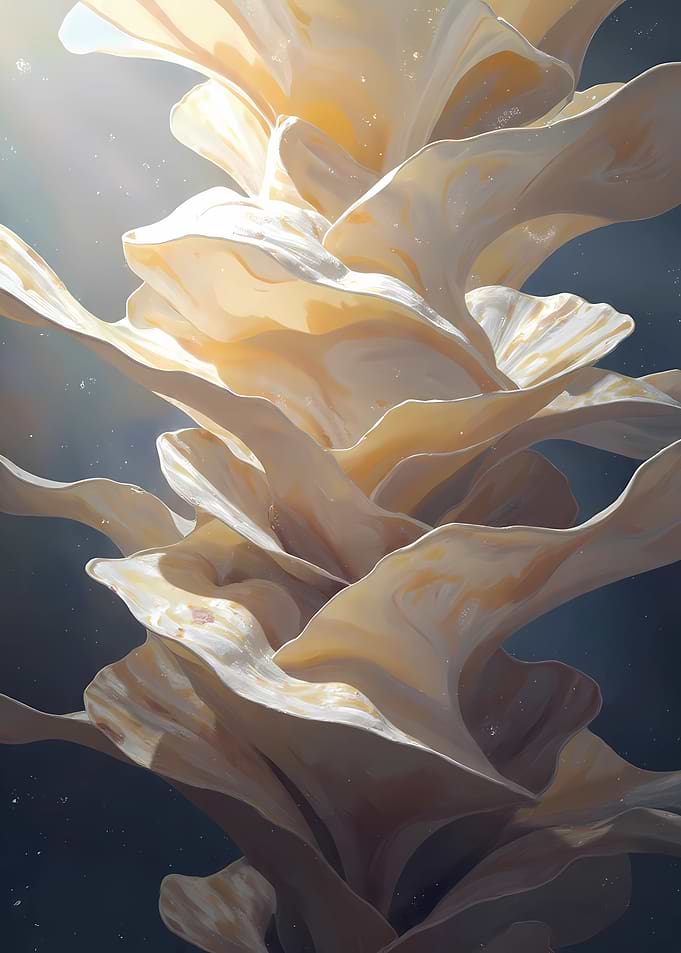 Abstract Floral Tower in Cream and Beige