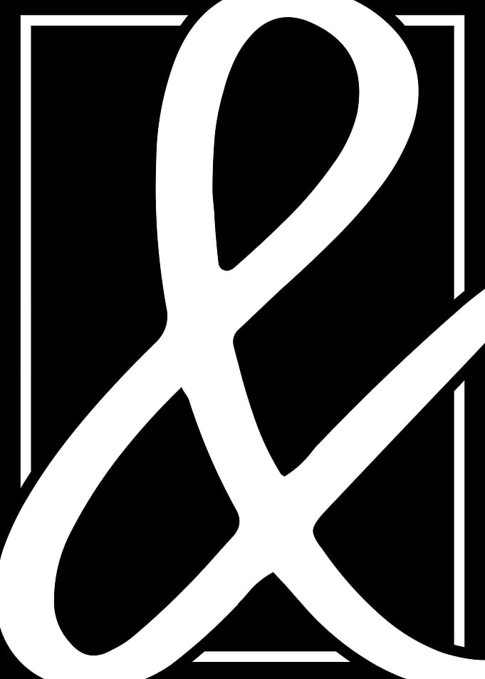 White Ampersand on Black Background
