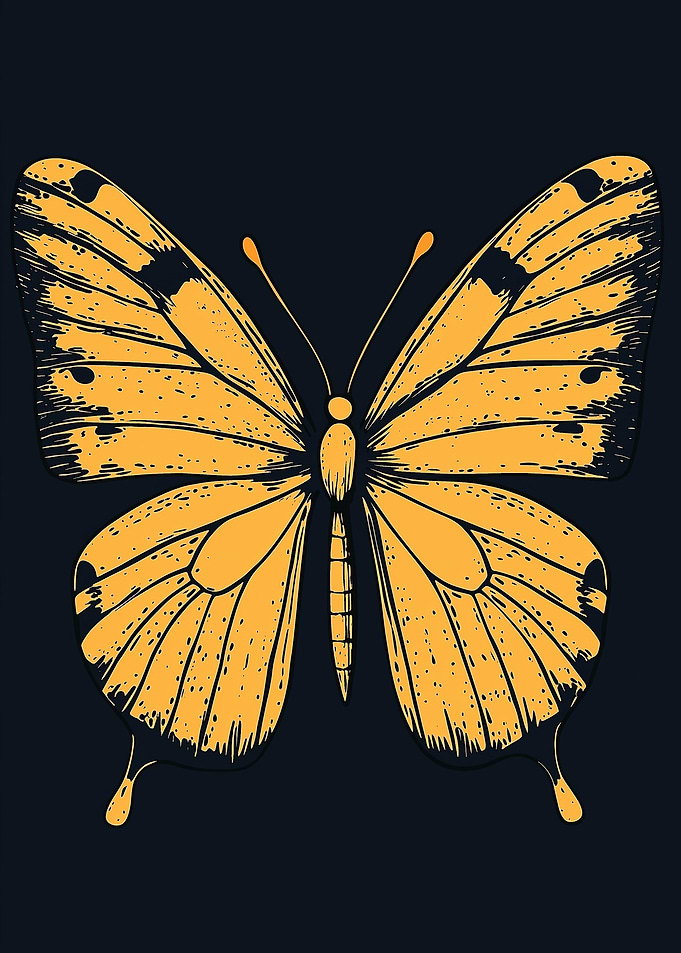 Yellow Butterfly Illustration on Dark Background