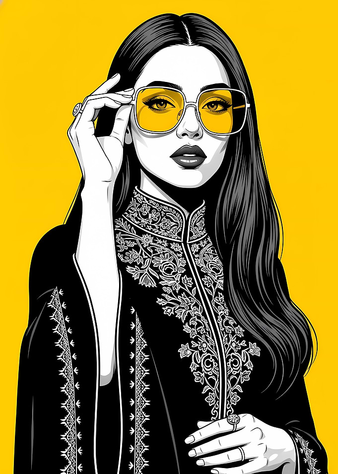 Woman with Yellow Sunglasses Illustration