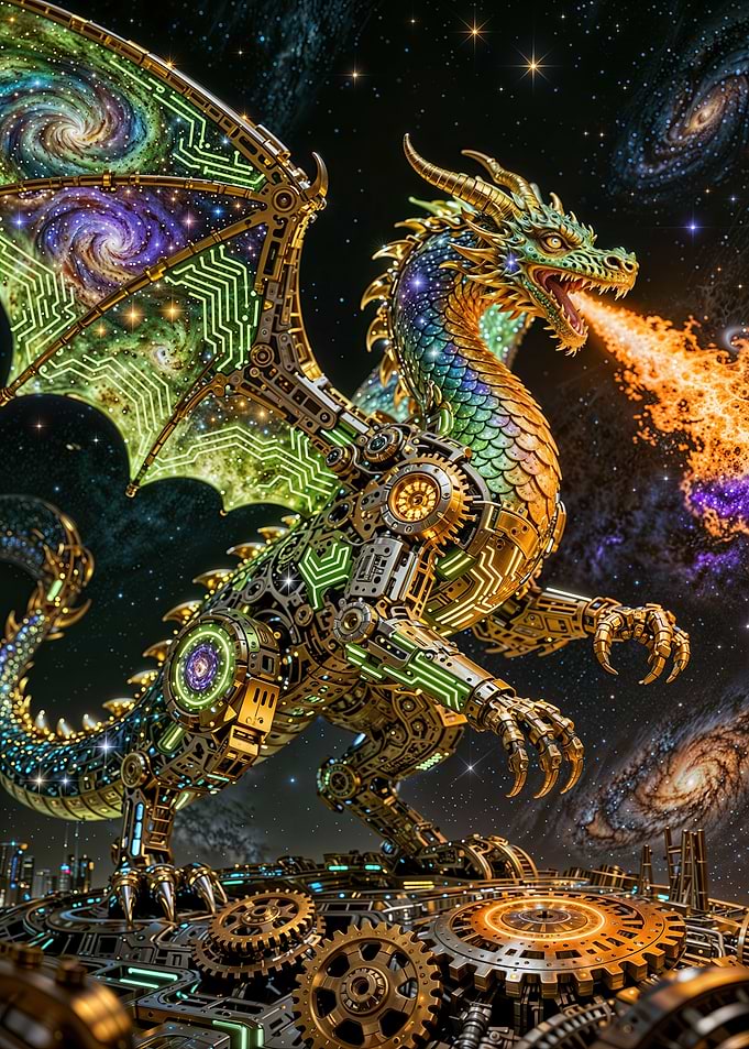 Cyberpunk Cosmic Dragon