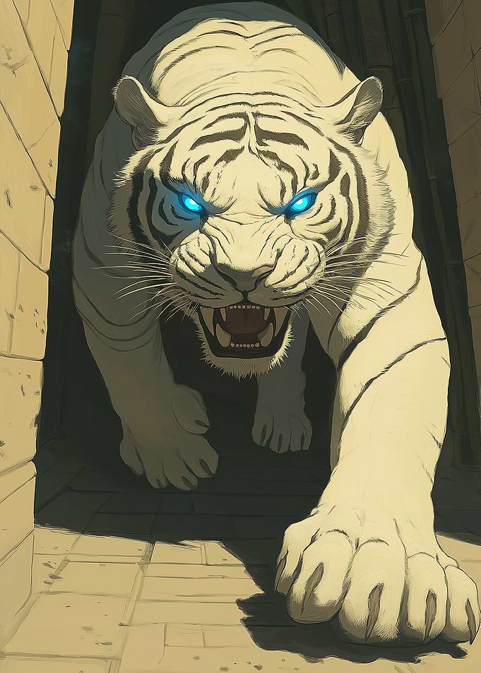 White Tiger with Glowing Blue Eyes