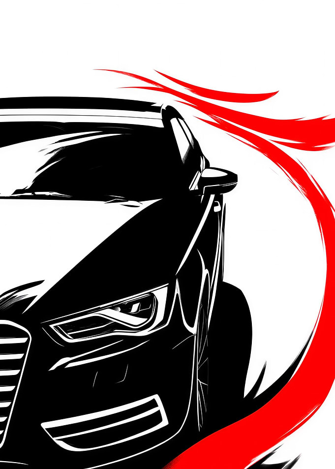 Black and White Car Illustration