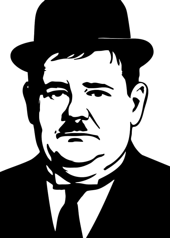 Oliver Hardy Black and White Portrait