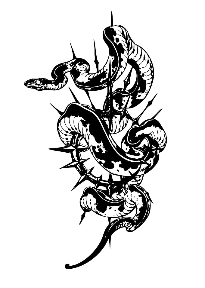 Snake and Thorns Black and White