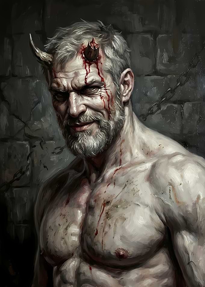 Bloody Horned Man Portrait