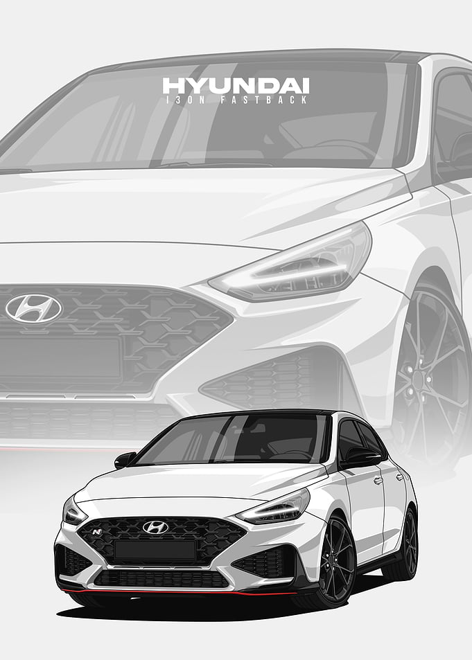 Hyundai i30N Fastback Car Illustration