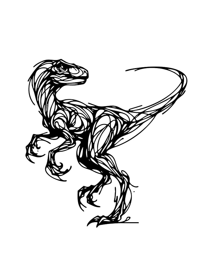 Raptor Dinosaur Line Art Illustration