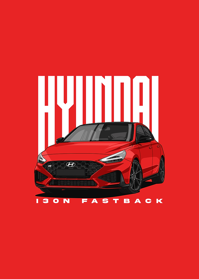 Red Hyundai i30N Fastback Illustration