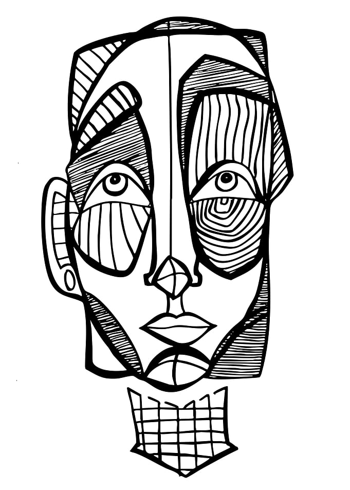 Abstract Face Line Art