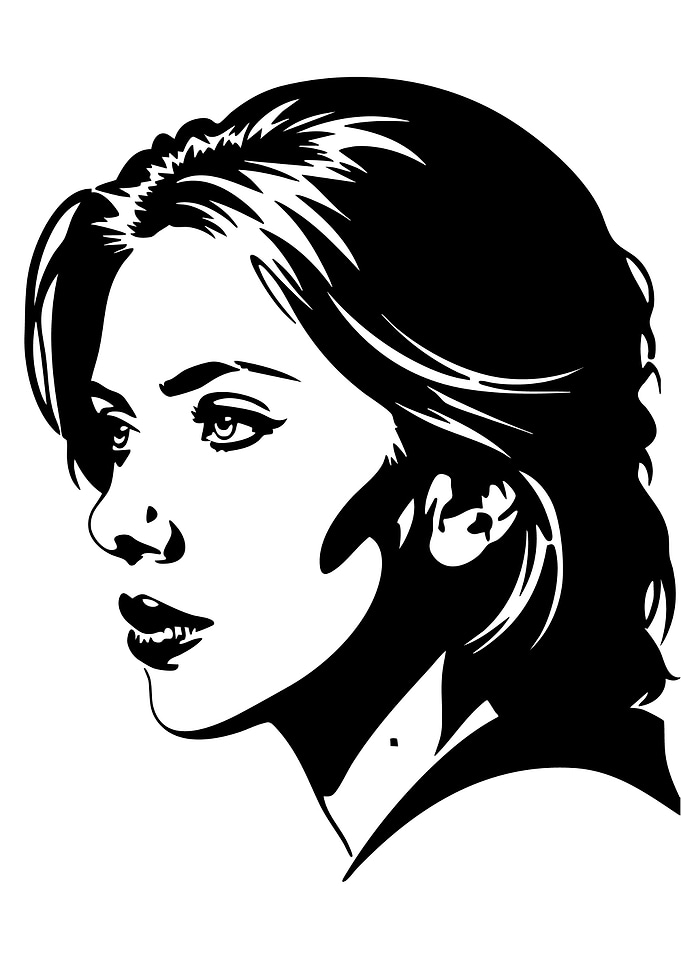 Black and White Portrait Illustration Scarlett Johansson