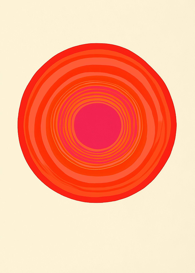 Abstract Red Concentric Circles on Beige