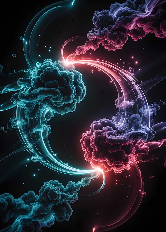 Abstract Neon Cloud Yin and Yang