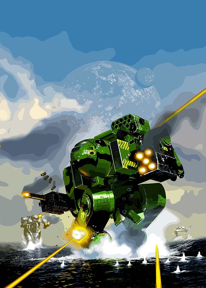 Giant Robot Battle on Water Planet