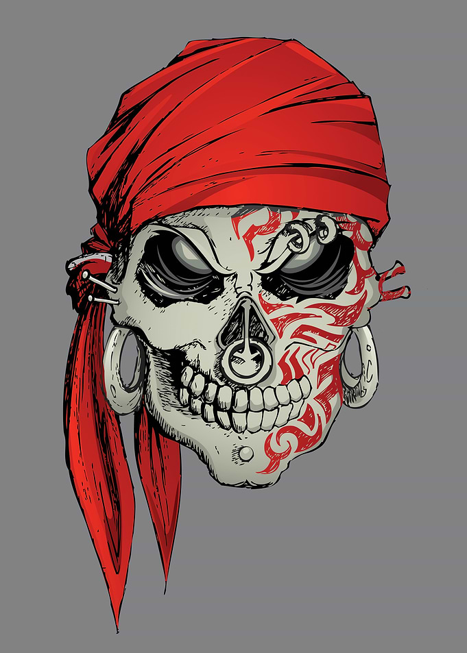 Skull Pirate with Red Bandana