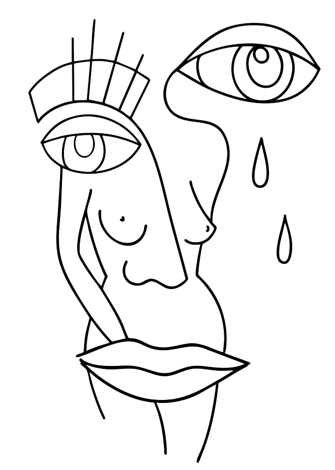Abstract Line Art Face