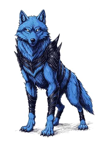 Armored Blue Wolf Illustration