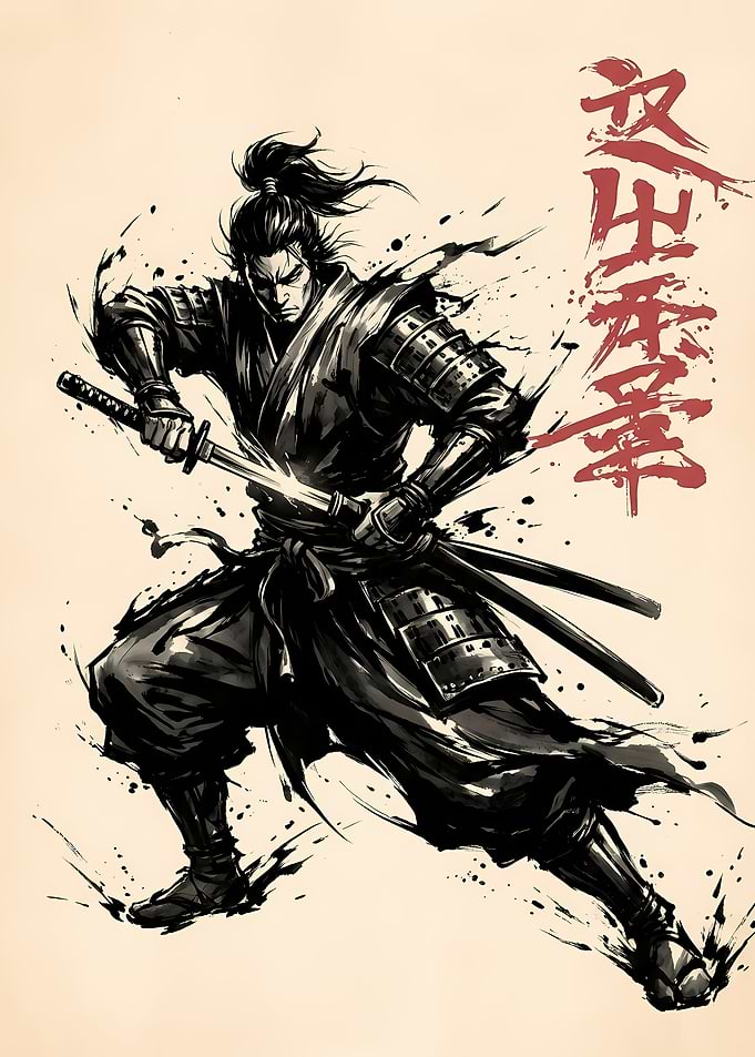 Samurai Warrior Ink Art