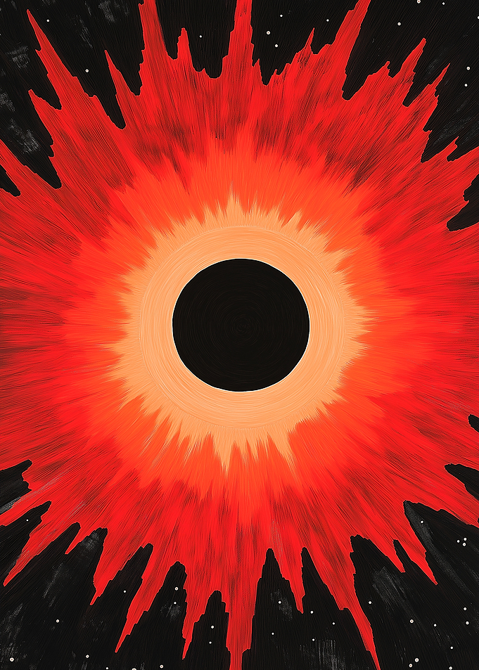 Abstract Red and Black Hole Painting