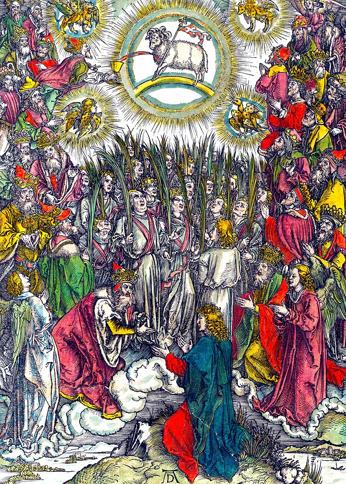 Adoration of the Lamb of God Albrecht Durer Engraving
