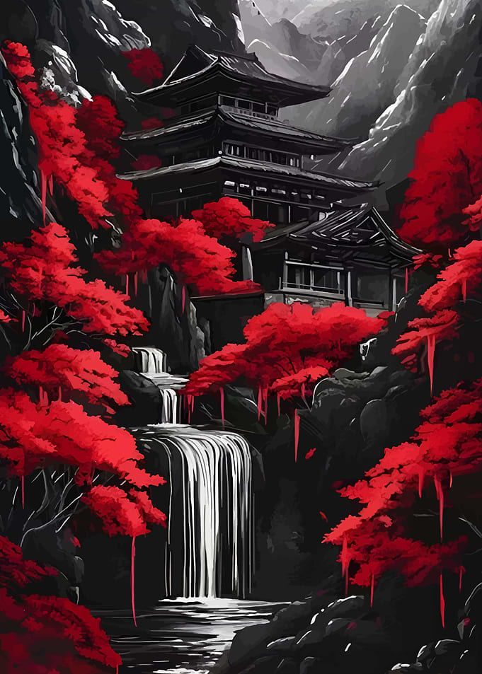 Japanese with Red Trees
